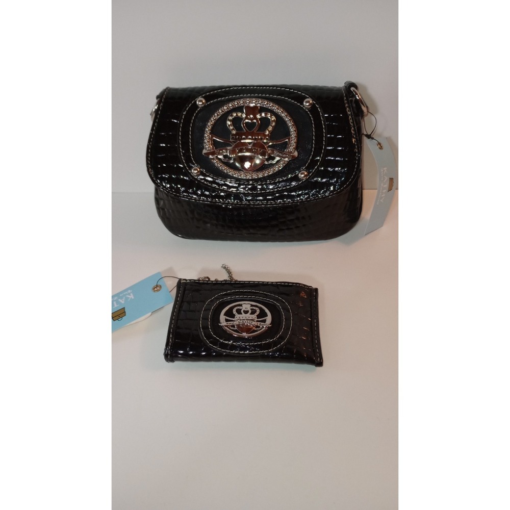 NWT Kathy Vanzeeland, Crossbody & Matching Coin Purse, Black, Classic Couture